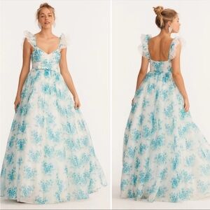 NEW LoveShackFancy Macron Gown Magic Turquoise Floral Gown Size 2